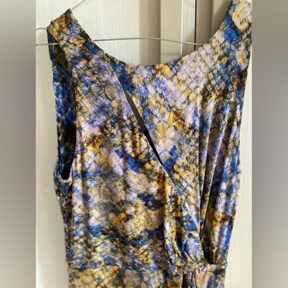 Guess Blue and Gold Patterned Midi Dress - Picture 2 of 6